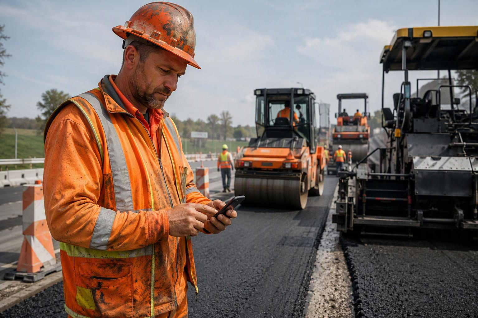 Road costraction - pavement maintenance worker