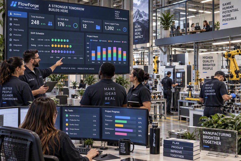 Modern manufacturing facility and professional office environment
